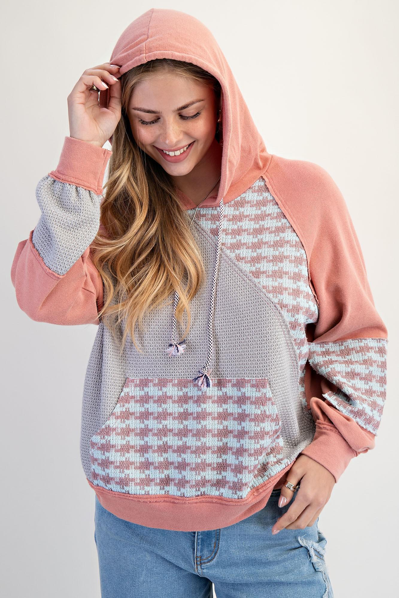 Coral Mix Washed Terry Hoodie