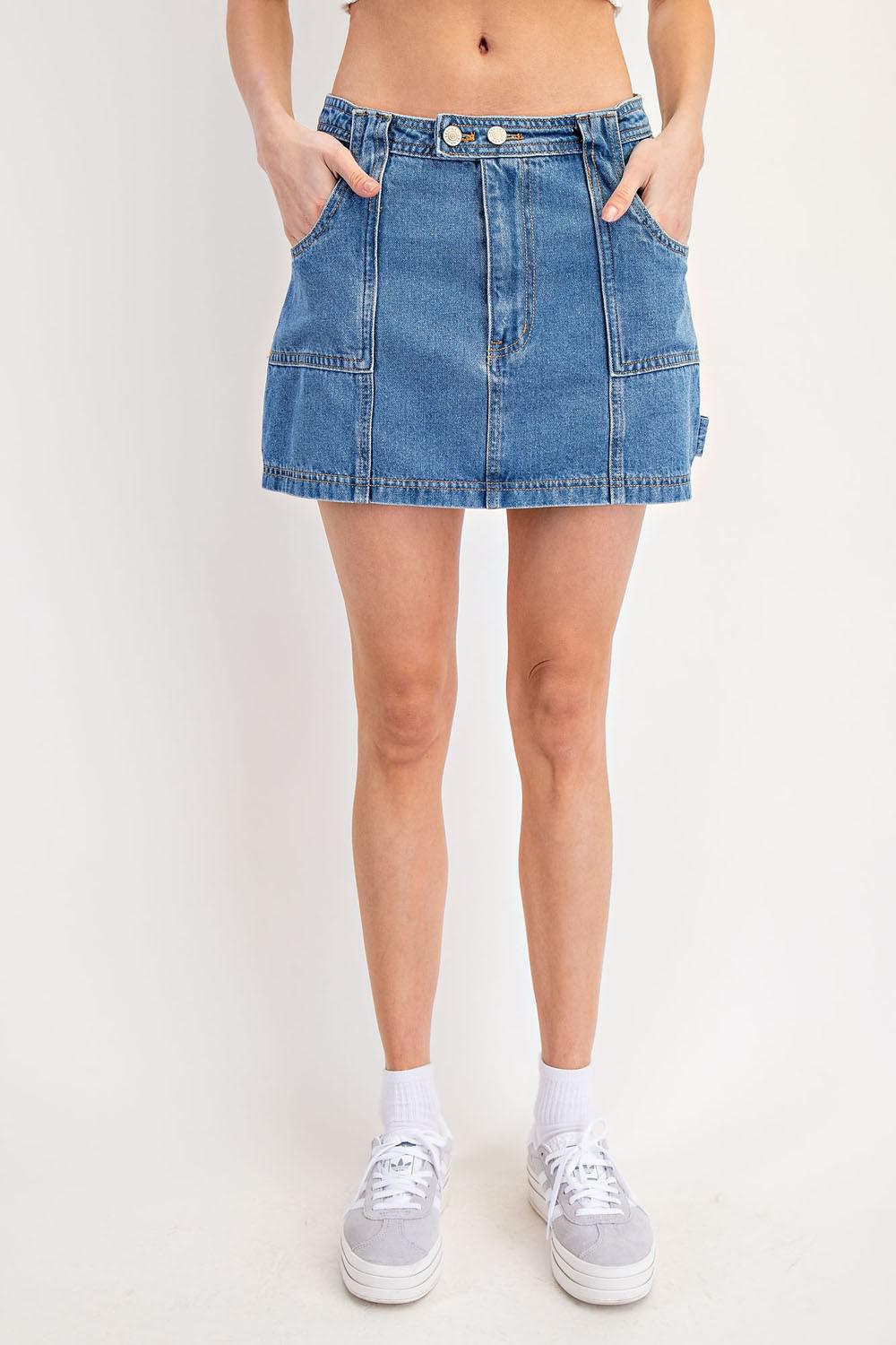 Denim Utility Inspired Mini Skirt