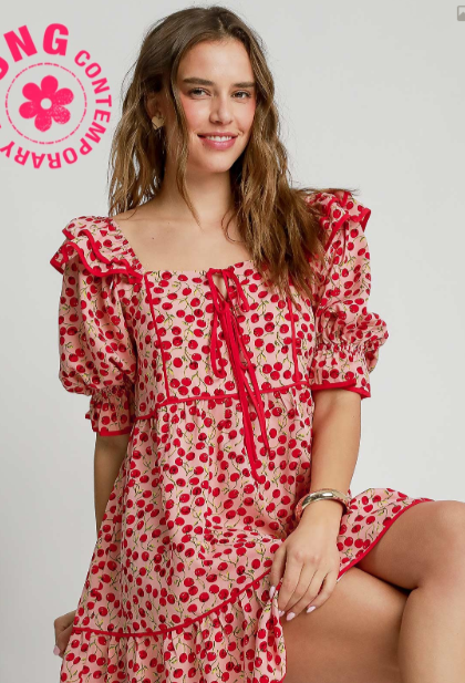 Cherry Print Mini Dress