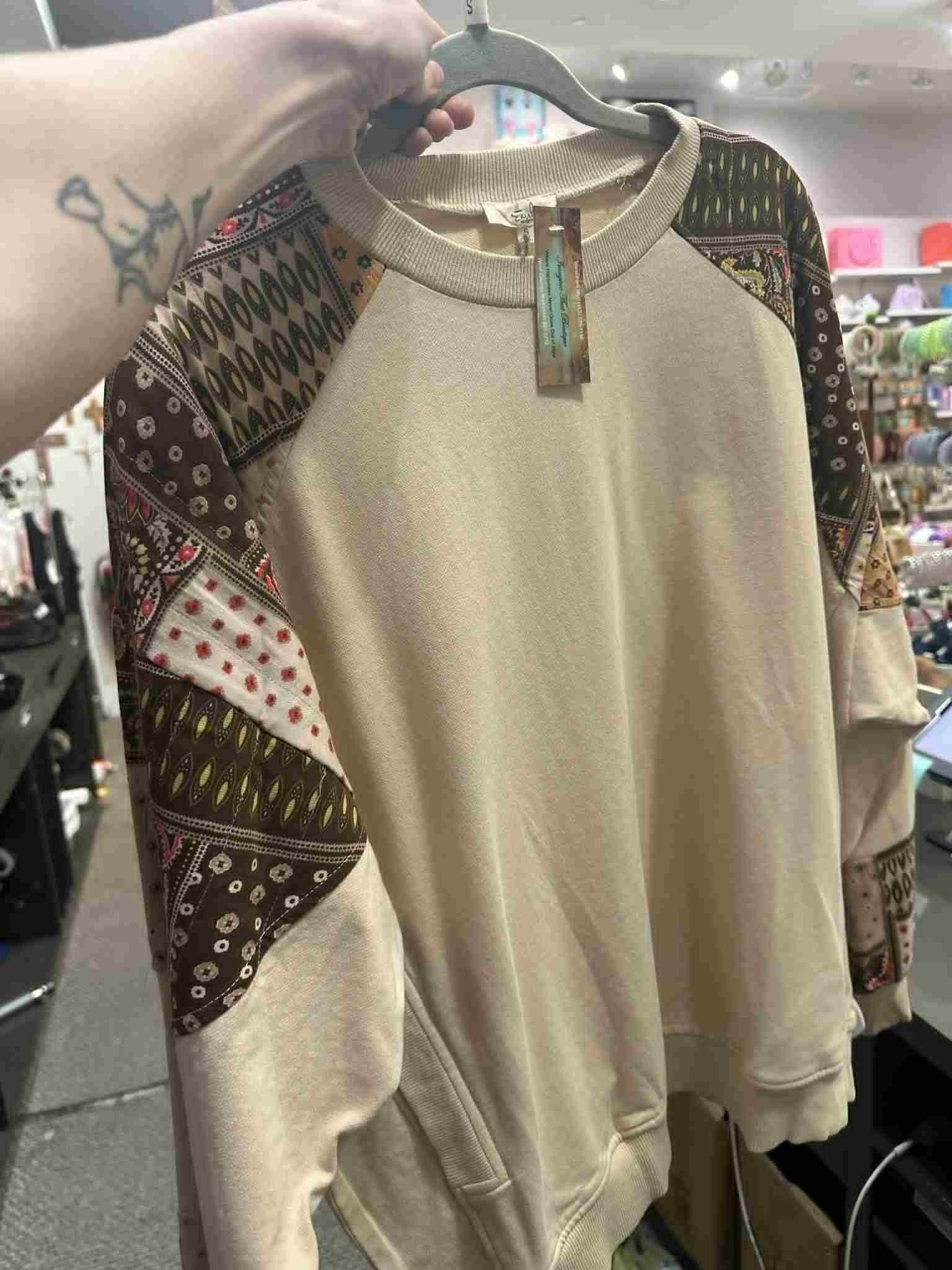 Khaki Paisley Printed Pullover