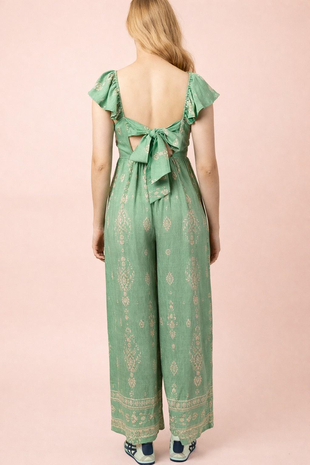 Sweetheart Neckline Print Boho Jumpsuit