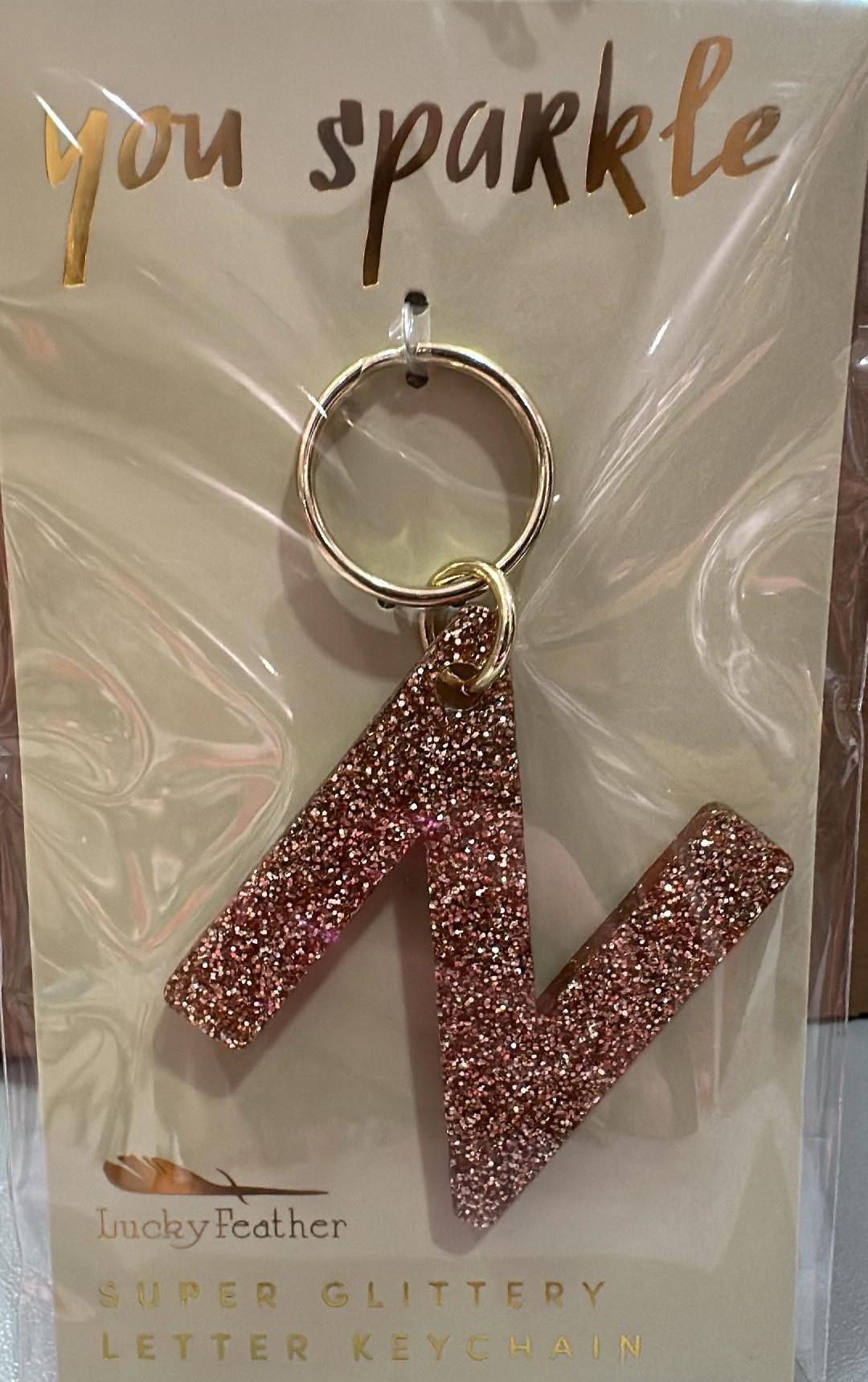 Glitter Initial Key Ring