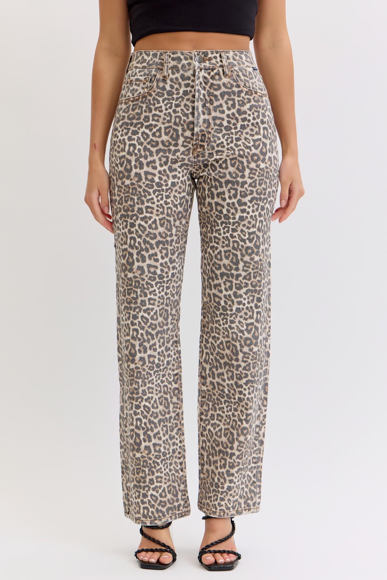 Cello Leopard Super High Rise Dad Jean