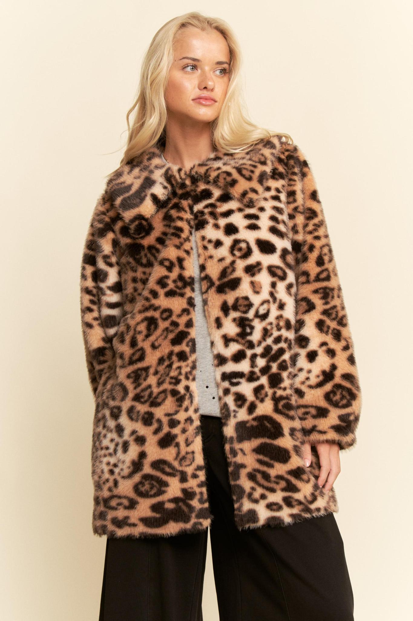 Leopard Print Faux Fur Jacket