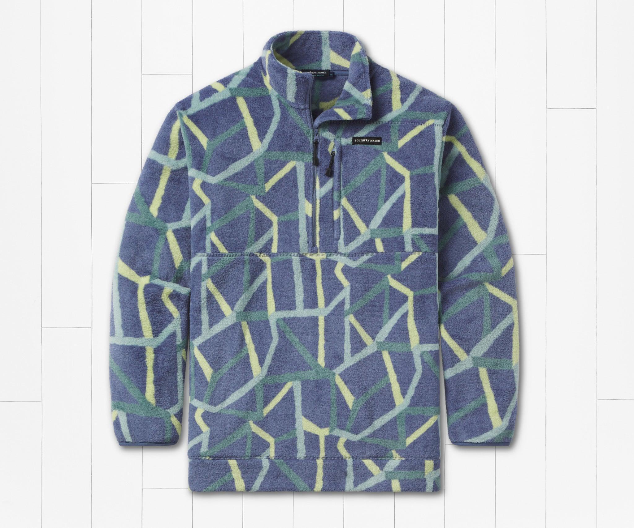 Indio Lines Printed Pullover Washed Blue