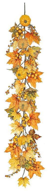 5' Autumn, Leaf, Pumpkin & Berry Garland