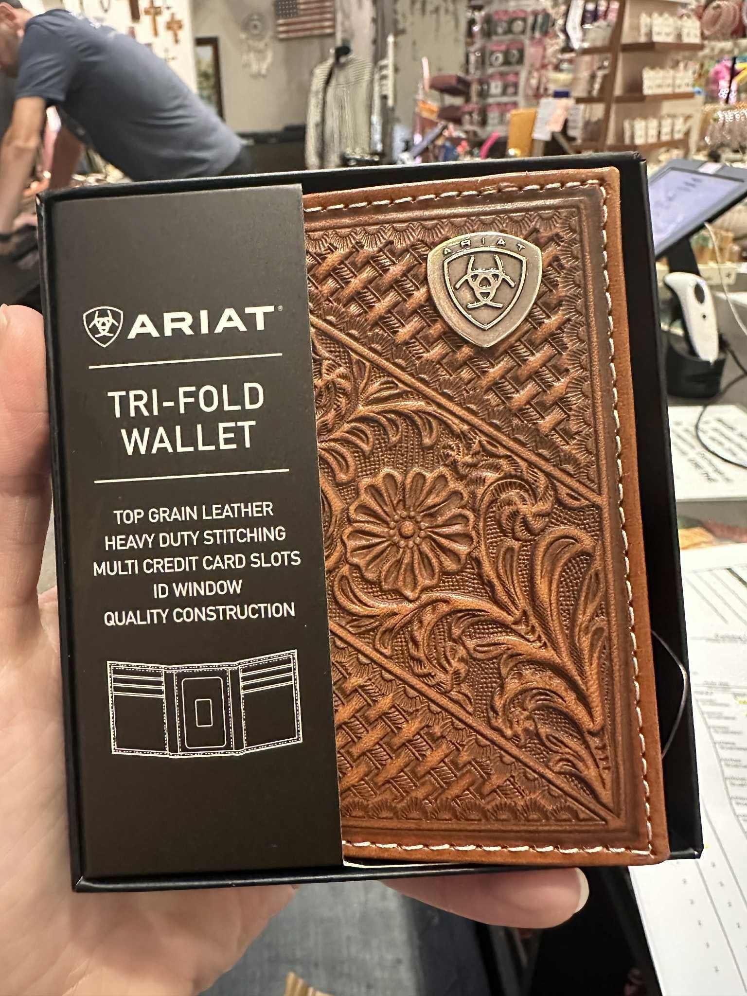 Ariat Basket Woven Floral Shield Wallet