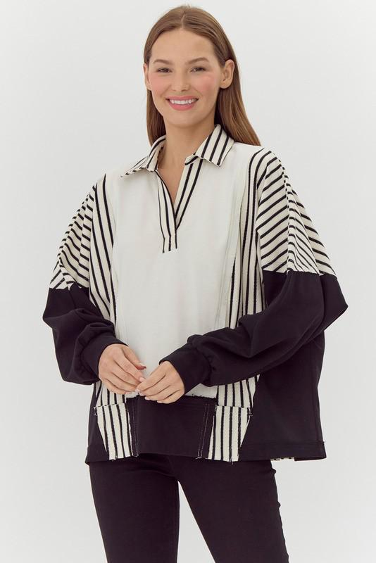 Colorblock Print Loose Top