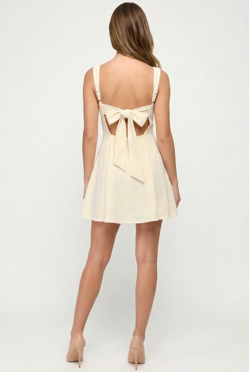 Lemon Tie Back Cutout Detail Skater Mini Dress