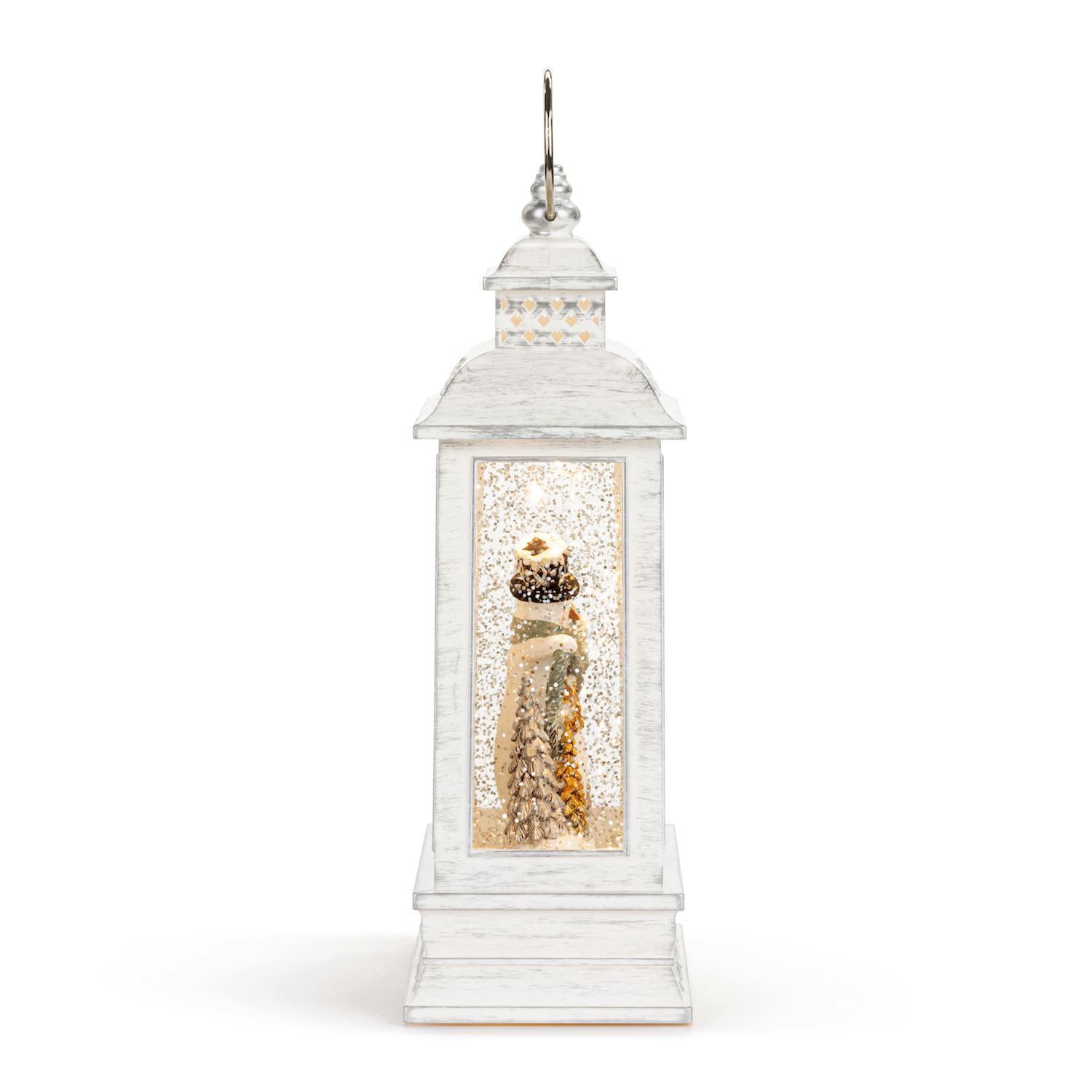 Snowman Joy Lit Musical White USB Snow Globe Lantern - 6.5x10in