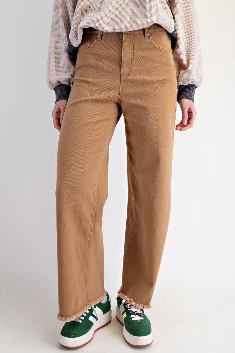 Camel Frayed Twill Pants