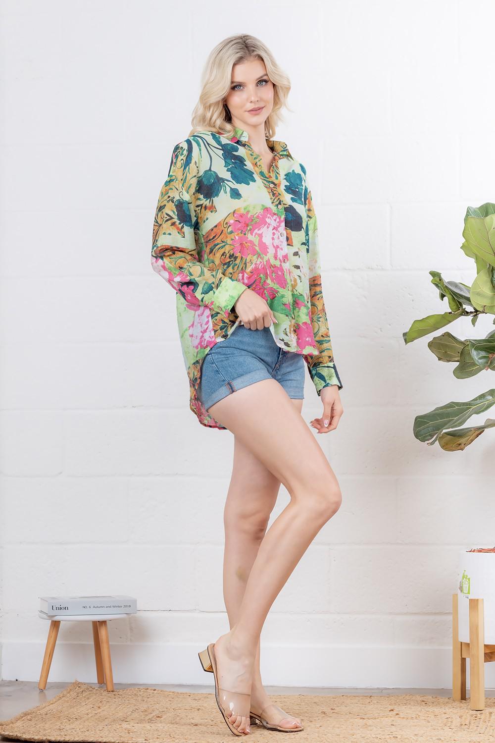 Printed Floral Long Sleeve Blouse