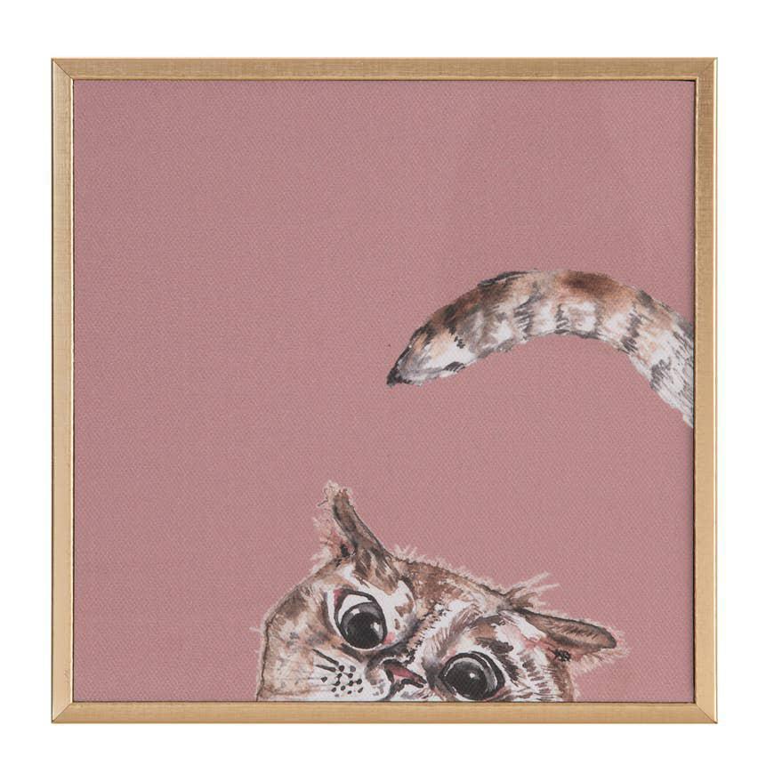 Resin Pink Cat Mini Canvas Art