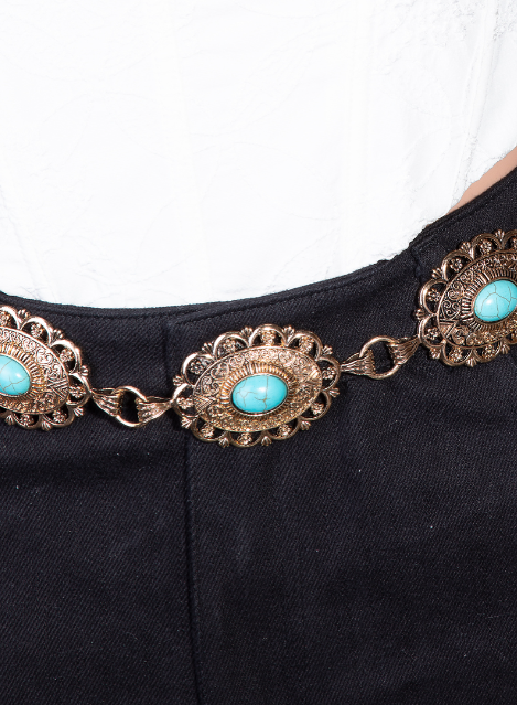 Intricate Metallic Oval Western Concho Belt