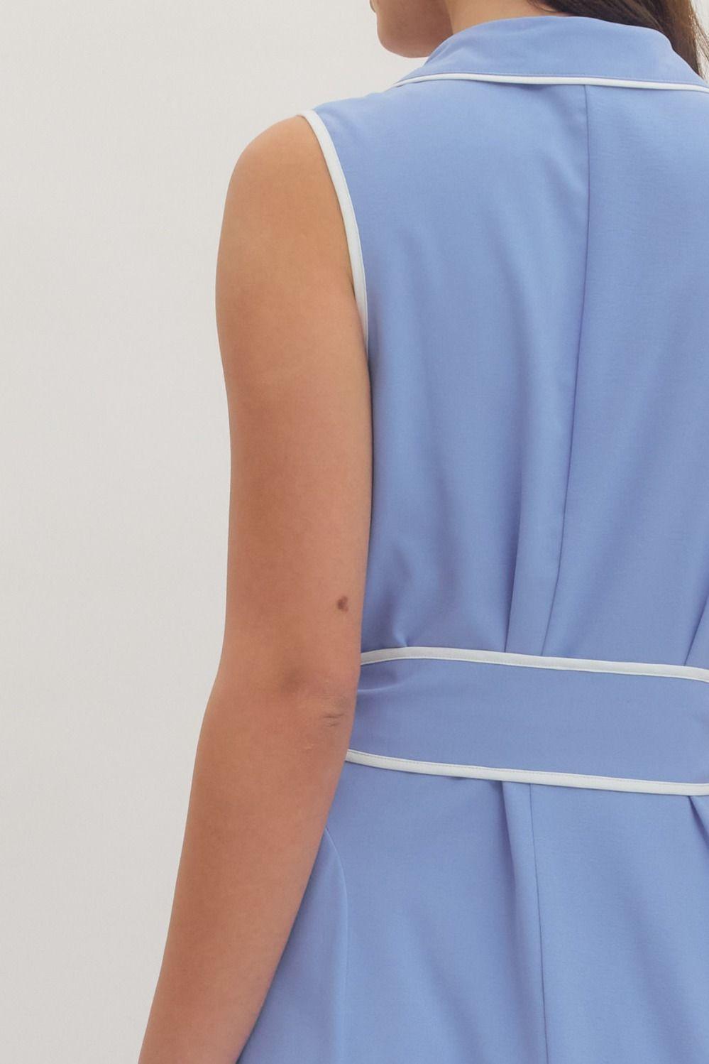 Chambray Midi Button Up Sleeveless Dress