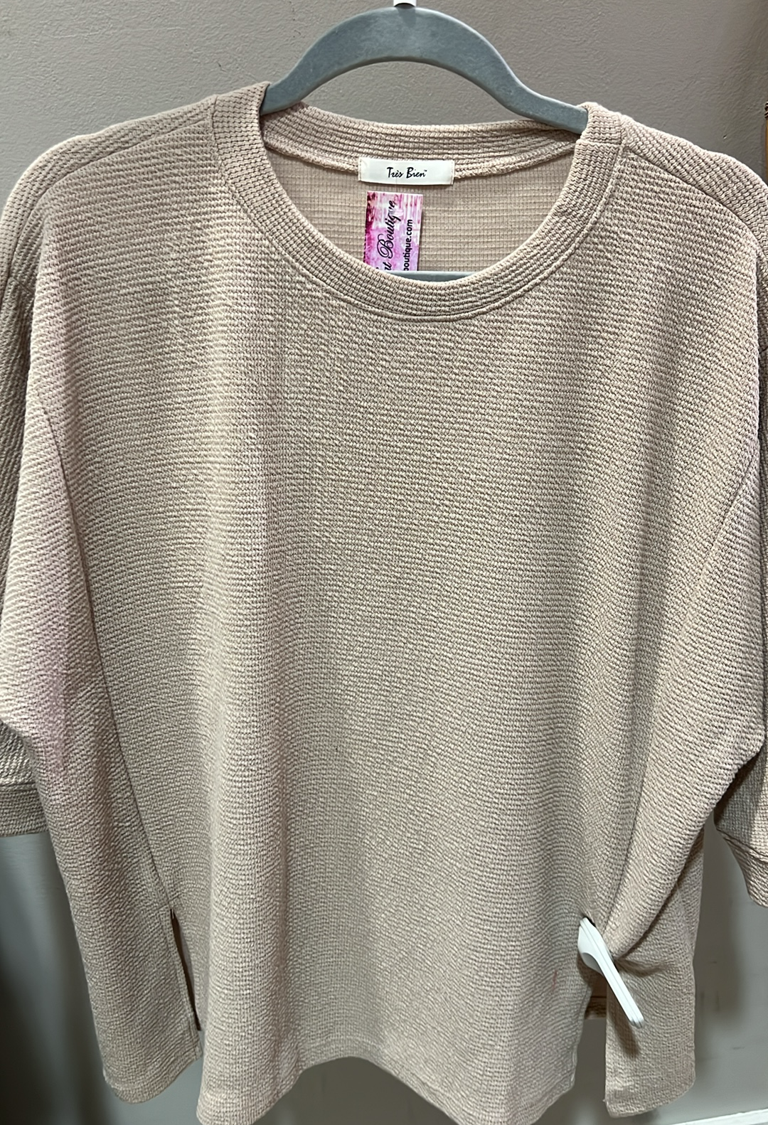 Taupe Seer Knit Top
