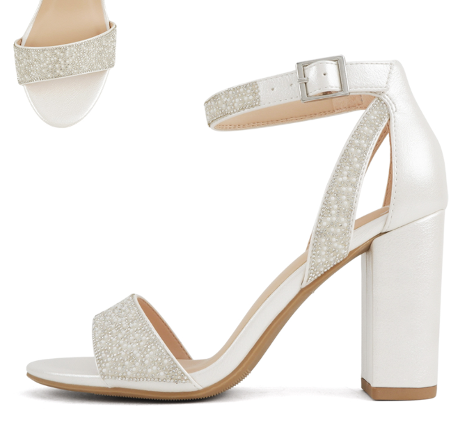 Chika White Pearl Heels