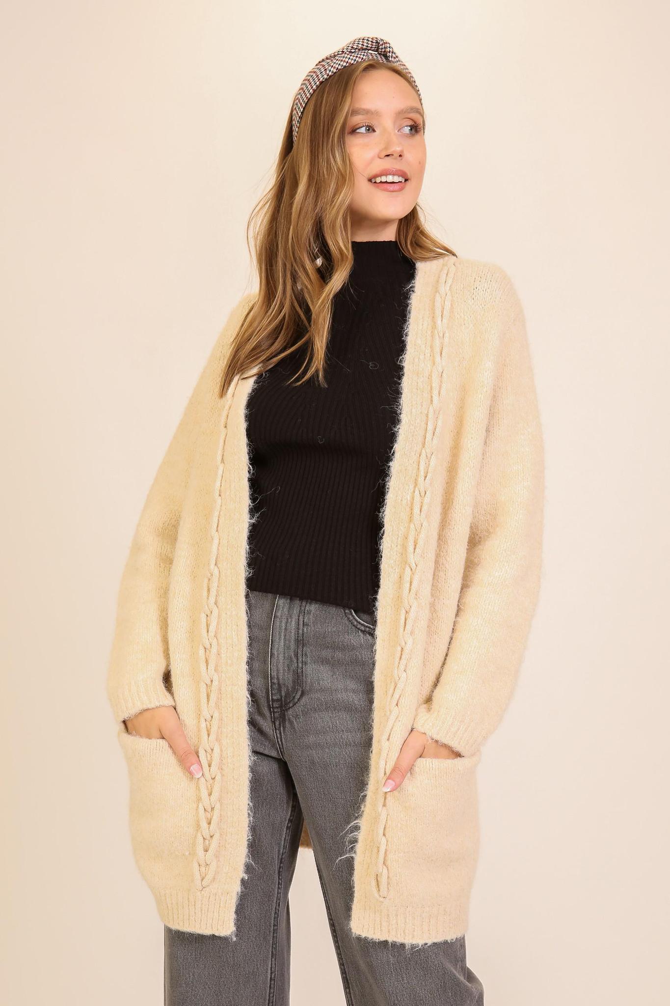 Cream Haven Cable-trim Cardigan