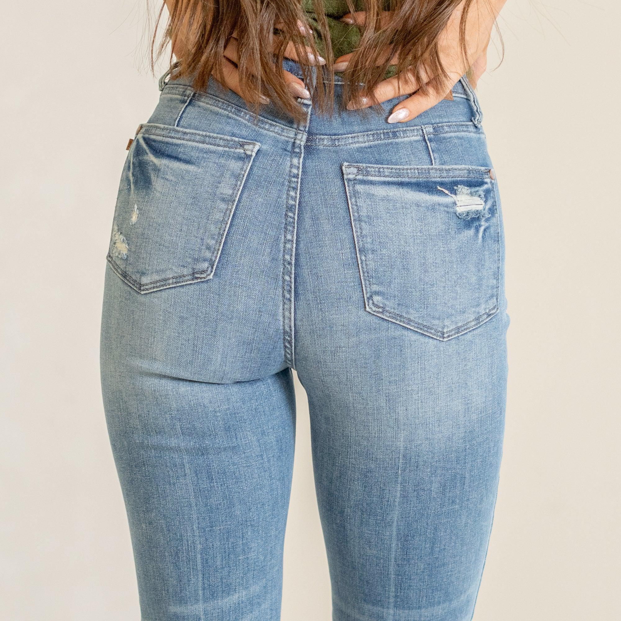 Judy Blue HW Vintage Side Slit Slim Bootcut Jeans