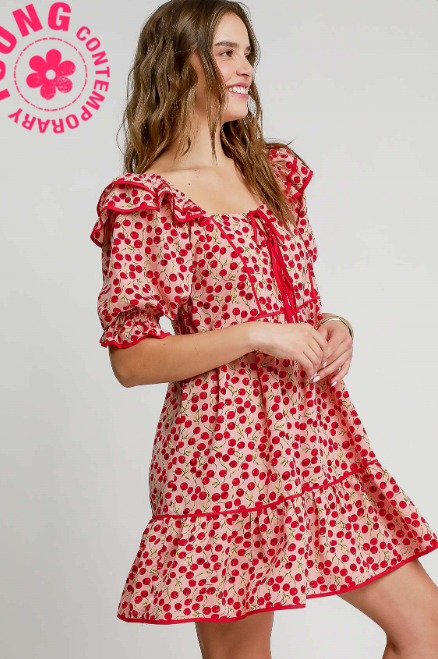 Cherry Print Mini Dress