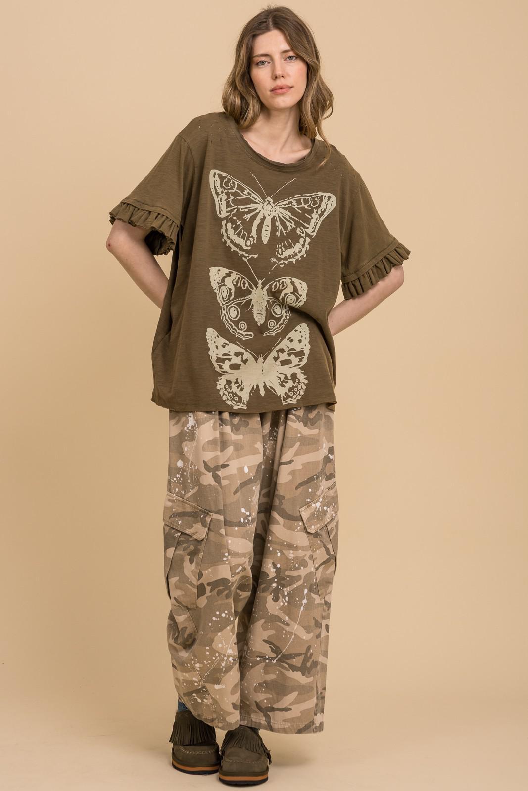 Short Ruffle Sleeve Butterfly Top