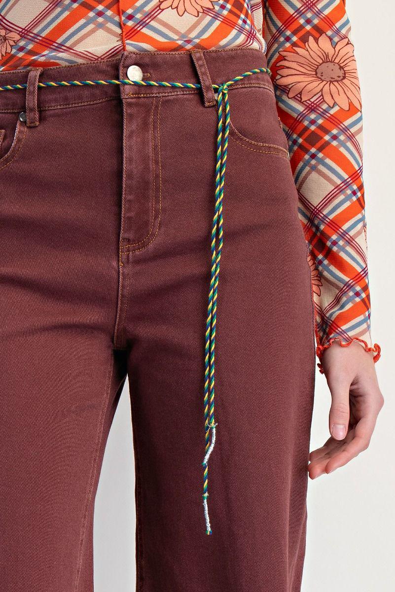 Vintage Wine Frayed Washed Jeans