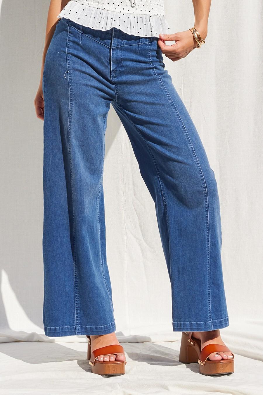 Stretchy Wide Leg Denim Jeans