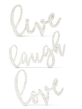 White Wood Script Wall Signs -Live, Laugh, Love