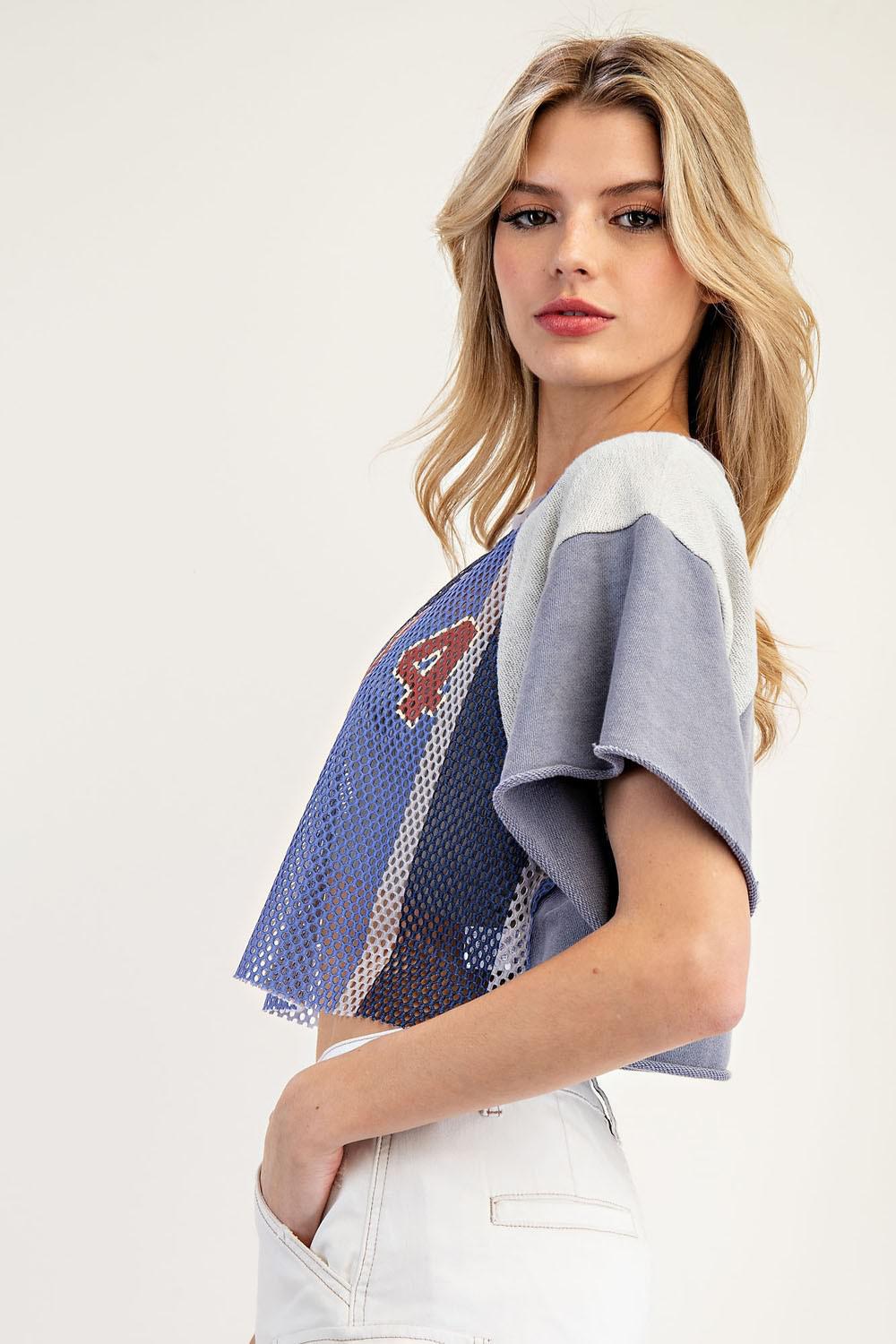 Cropped Colorblock Varsity Top