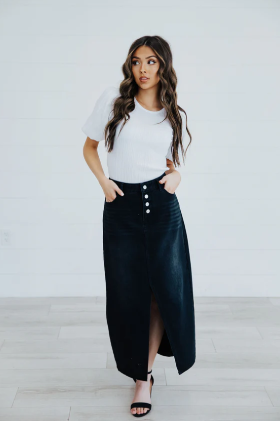 Jet Black Maxi Skirt