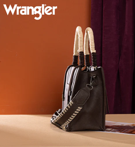 Wrangler Cow Print Tote/Crossbody - Coffee