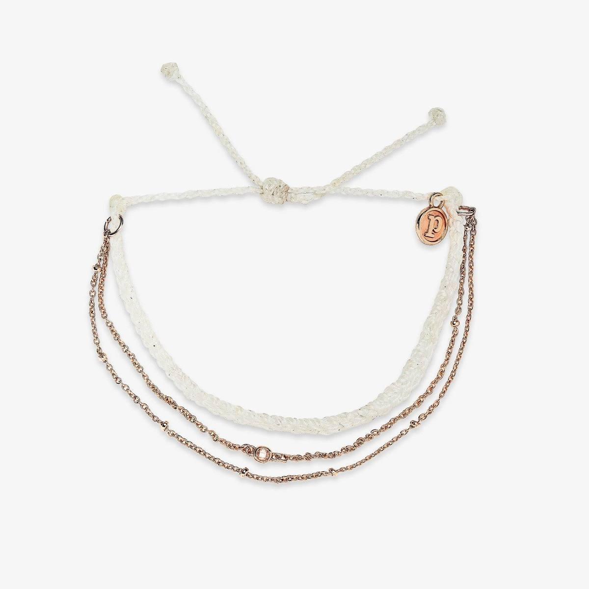 Satellite Chain Rose Gold Bracelet White