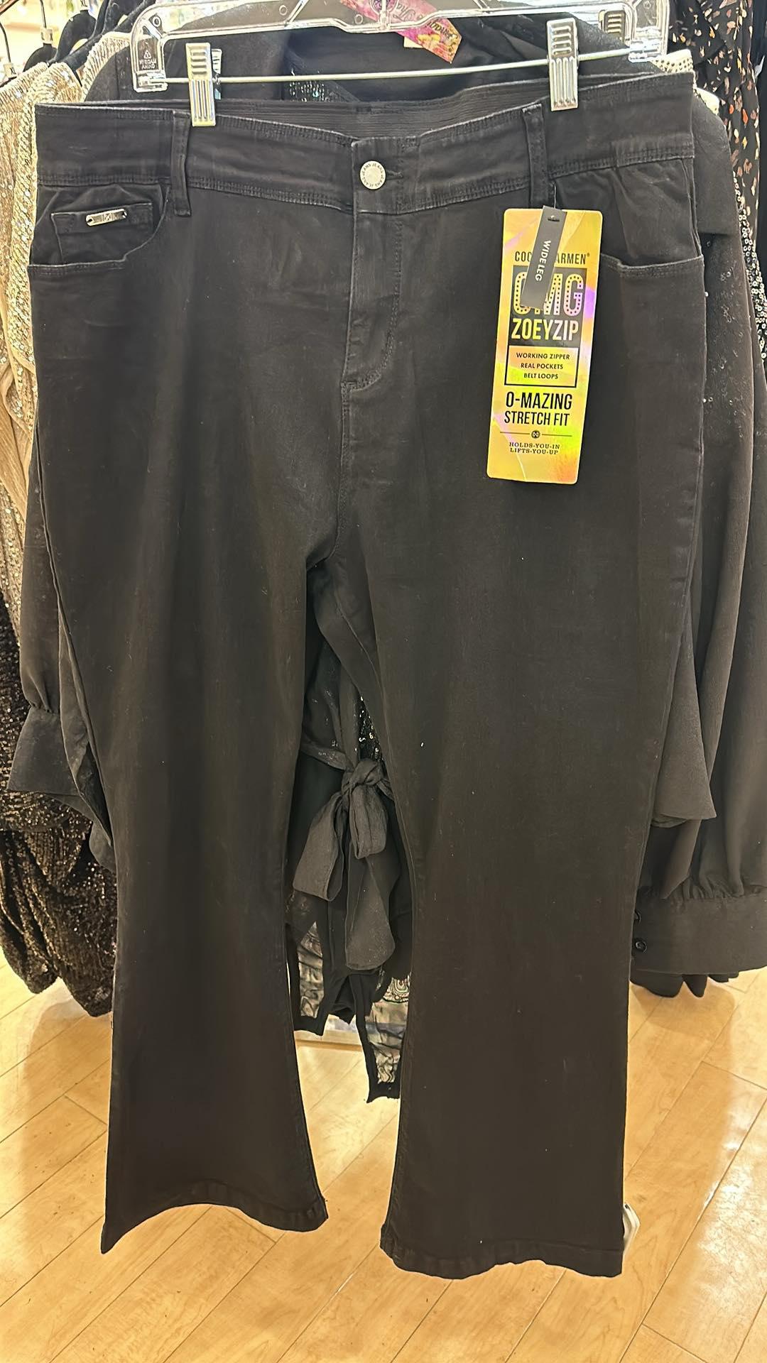 Zoey Zip Wide Black Pants