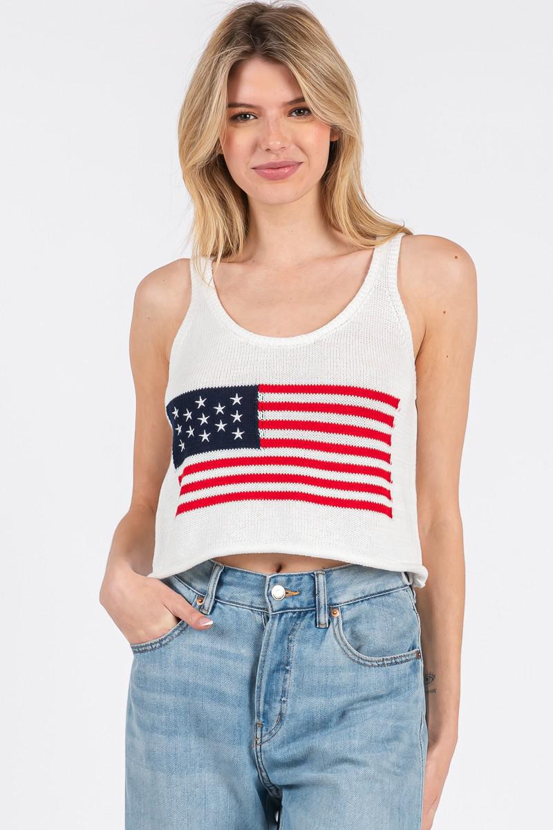 America Flag Sweater Tank Top