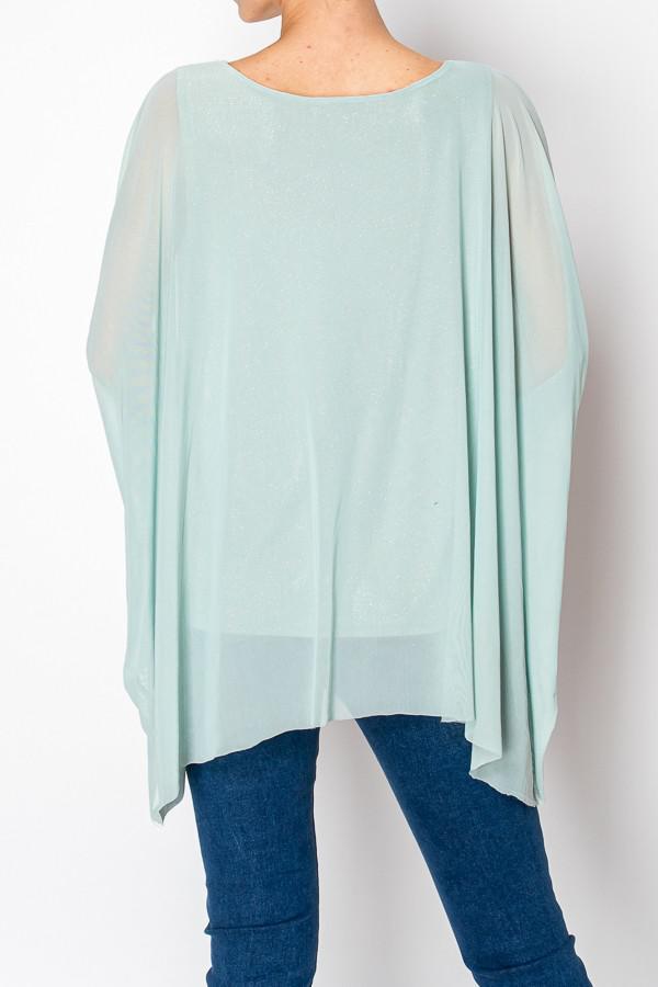Sage Chiffon Tunic Sparkly Top
