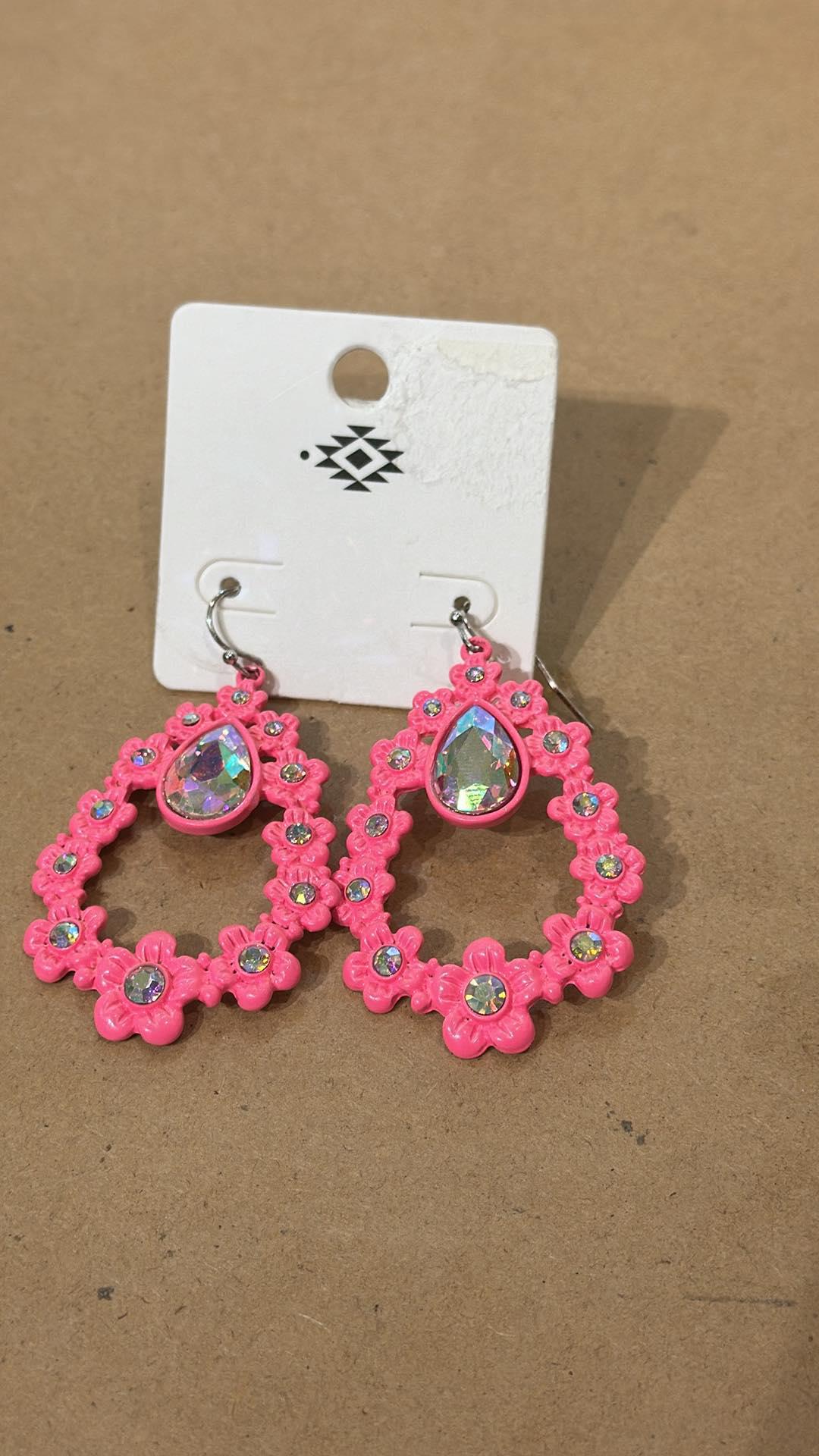 Neon Flower Teardrop Earrings