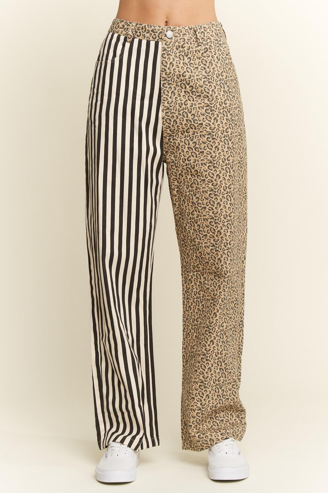 Mix & Match Leopard-stripe Pants