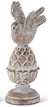 White Washed Carved Resin Final w/ Bird Top