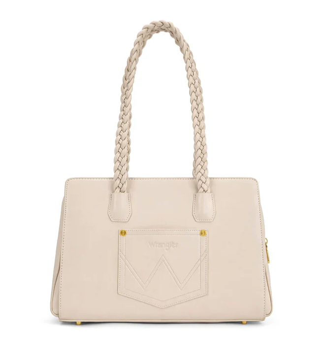 Wrangler Floral Print Braided Satchel Bag - Tan
