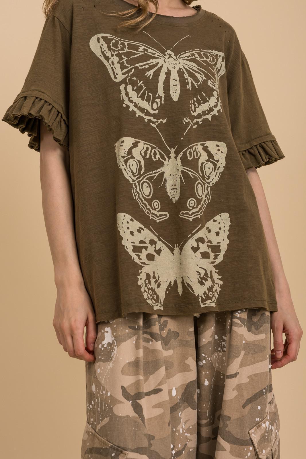 Short Ruffle Sleeve Butterfly Top