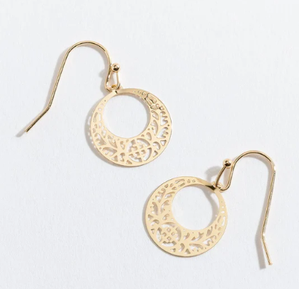 Gold Round Lace Earrings