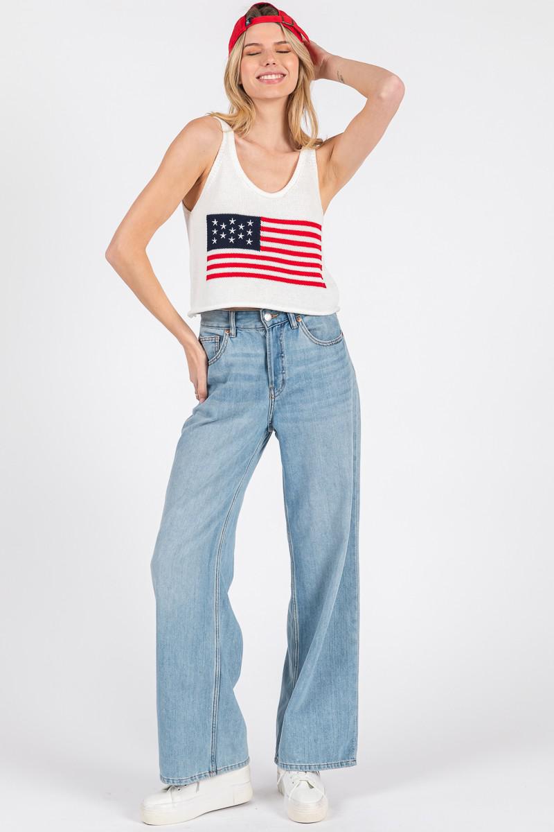 America Flag Sweater Tank Top