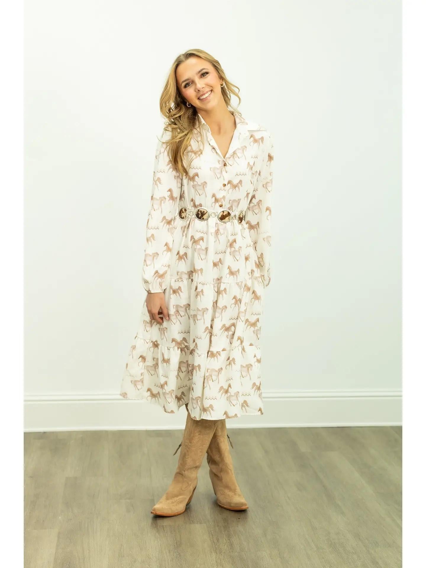 Horse Print Shirt Dress