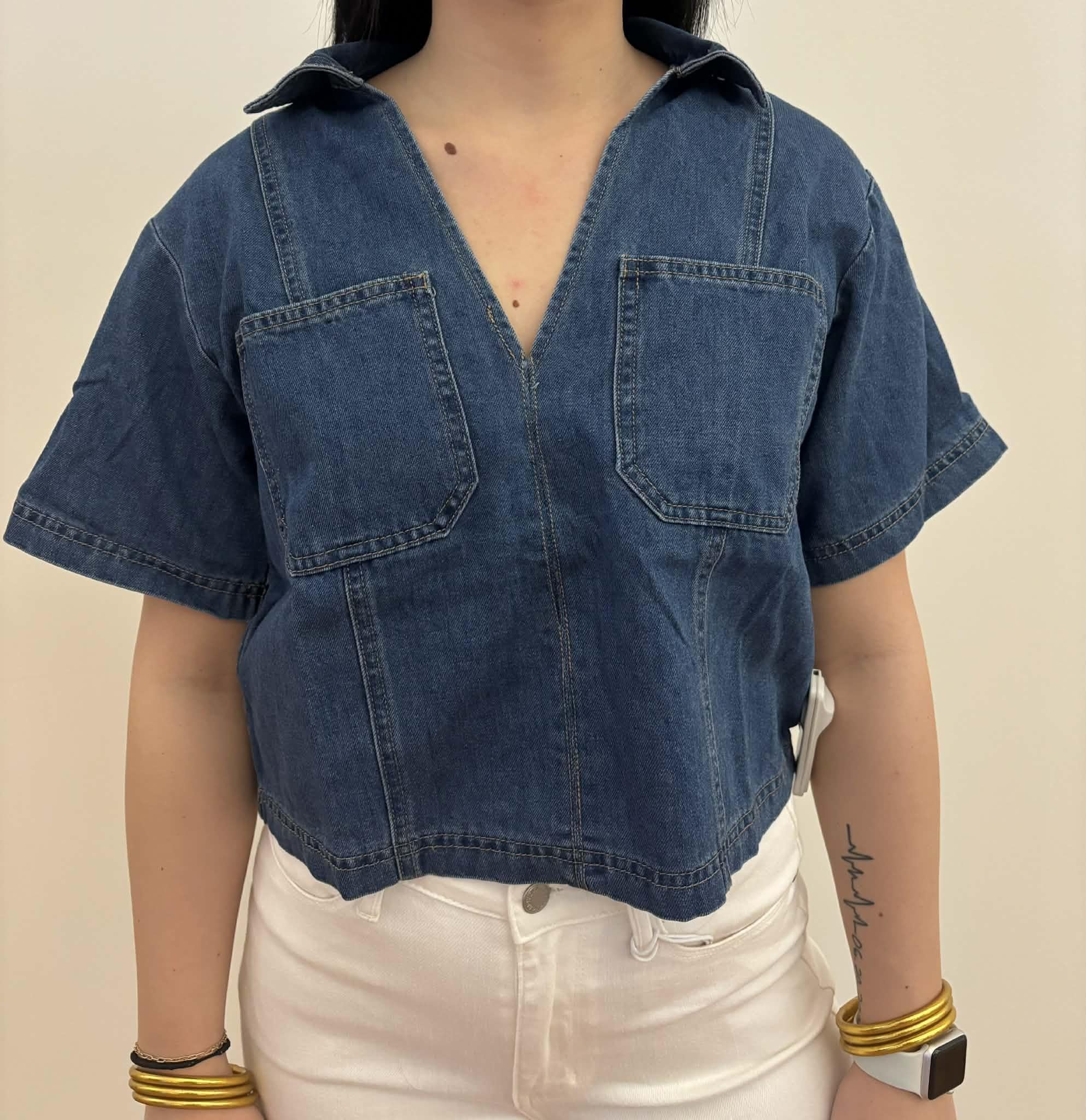 Washed Denim Crop Top