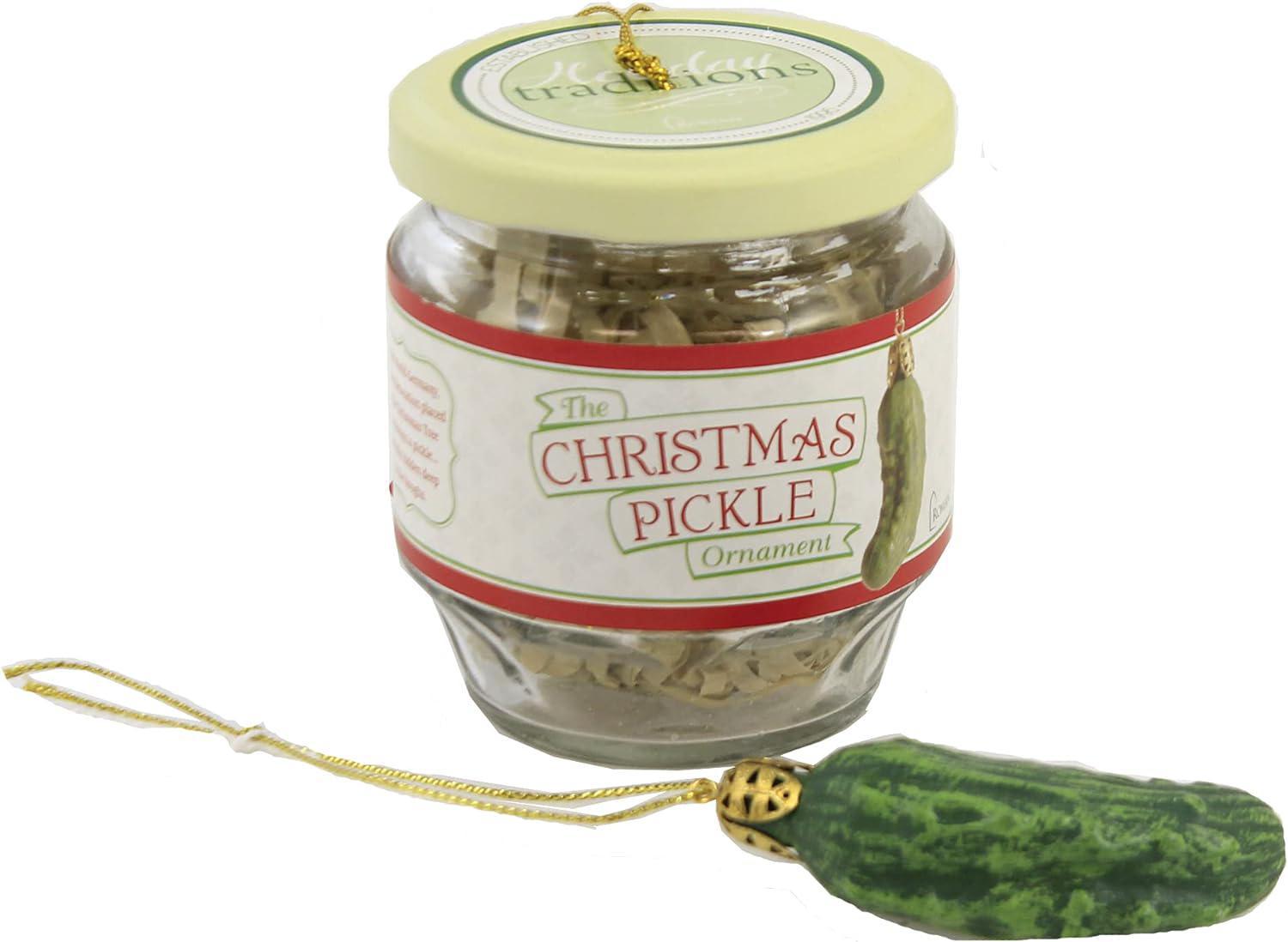 Roman 2-Piece Christmas Pickle and Decorated Glass Jar Hanging Ornament