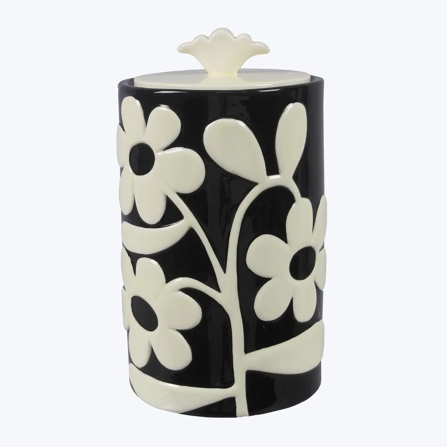 Ceramic Raised Floral Design Canister