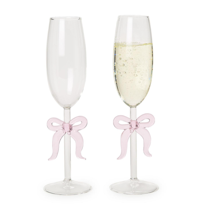Pink Bow Champagne Glass