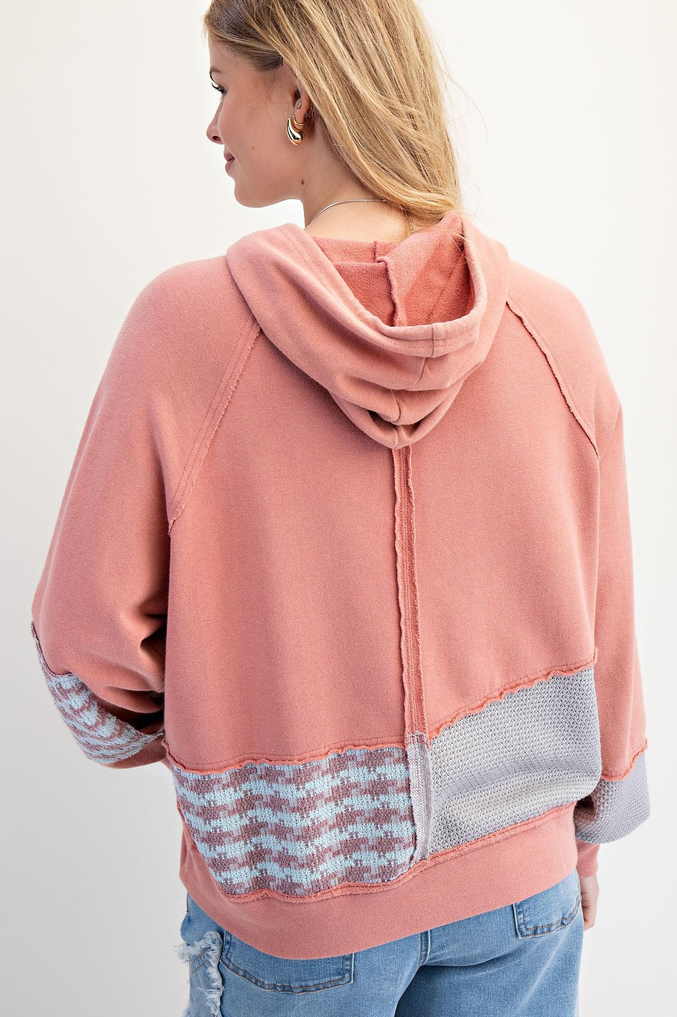 Coral Mix Washed Terry Hoodie