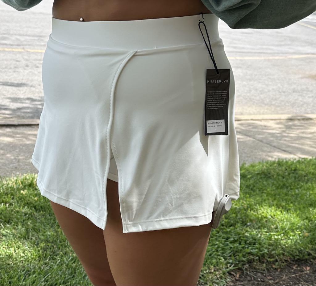 white side slit a-line skort