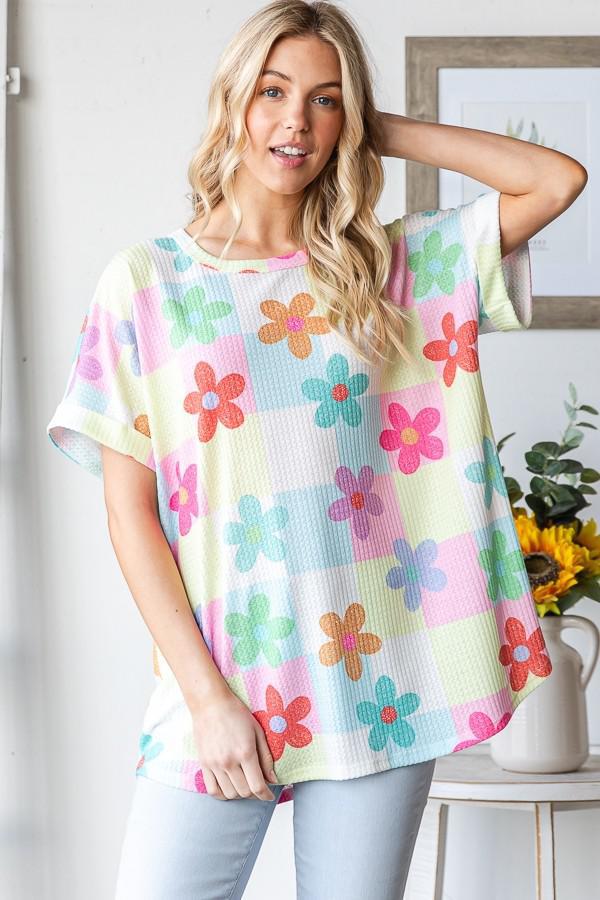 Short Sleeve Floral Print Top